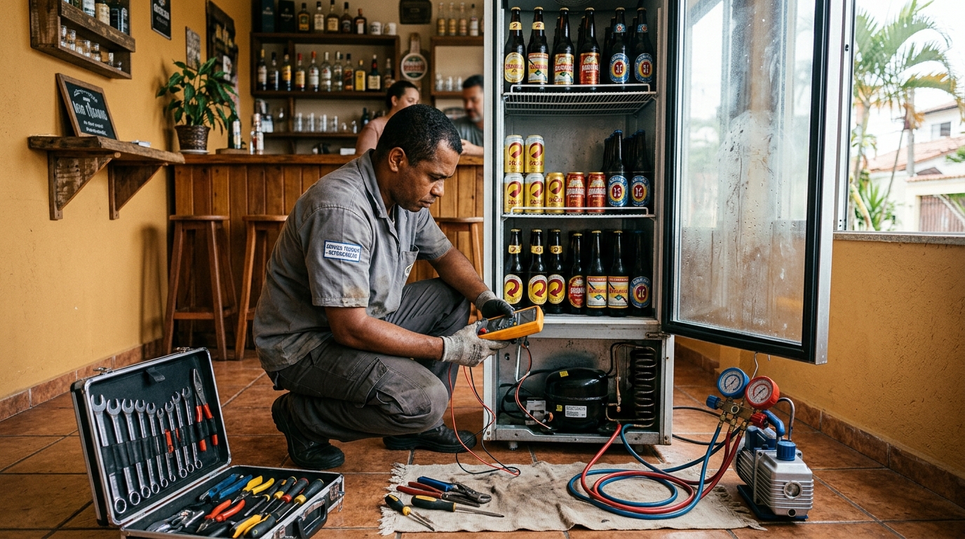 Substituição de termostato de cervejeira em serviço técnico em Campos dos Goytacazes‑RJ